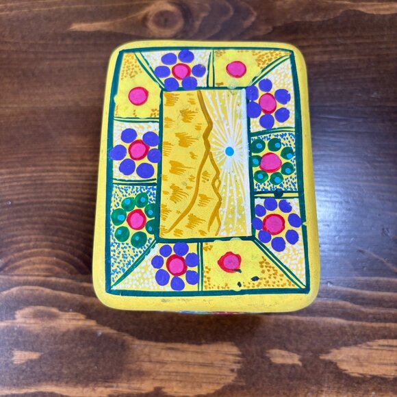 Vintage Terracotta Trinket Box Hand Painted Mexican Pottery Ceramic Keepsake Box - Picture 7 of 16
